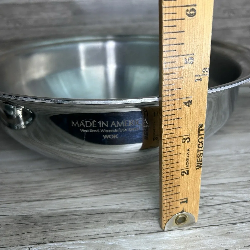 Kitchen Craft West Bend Wok Stainless Skillet Fry Pan Sauté Pot Lid